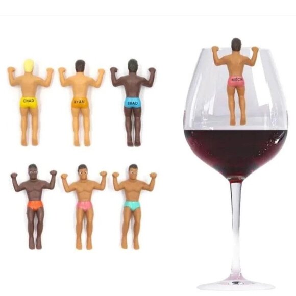 NPW Drinking Buddies Drink Markers, Wine Glass Charms for Parties Pack of 6 New - Picture 8 of 15